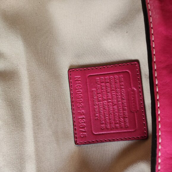 COACH Madeline satchel tote shoulder purse Magenta color with Coach ribbon - Picture 9 of 14